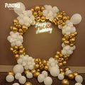 Gold & White Happy Anniversary Balloon Ring Decor