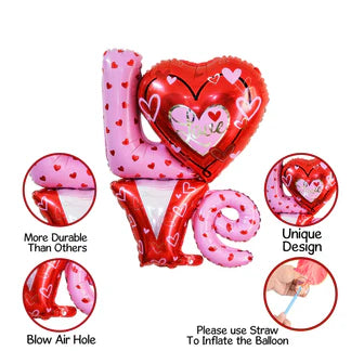 Big Love Shape Foil Balloon for Valentine's Day - Pack of 1 Love Shape Foil Balloon for Decoration