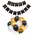 51Pcs Golden-White-Black Balloons Combo with Happy Birthday Banner for 30th, 40th, 50th, 60th, Adult Birthday Decoration
