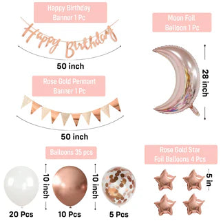 Rose Gold Birthday Decoration Kit – 42 Pcs