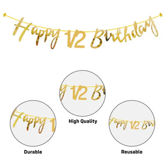 Half Birthday Decoration Kit – 33 Pcs with White & Gold Balloons