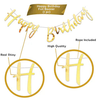 Golden Birthday Decoration Items - 36Pcs Happy Birthday Decoration Kit