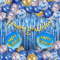 Birthday Decoration Items - 44 Pcs (Blue, Gold, White)