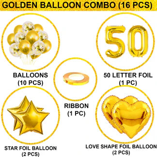 50th Golden Jubilee Birthday Decoration Kit – 17 Pcs