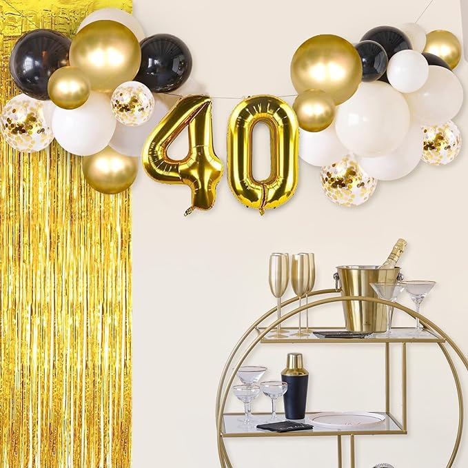 40th Birthday Decoration Kit – 27 Pcs (Foil & Latex)
