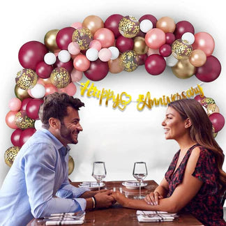 Happy Anniversary Balloons for Decoration - 63Pcs Happy Anniversary Decoration Items Kit