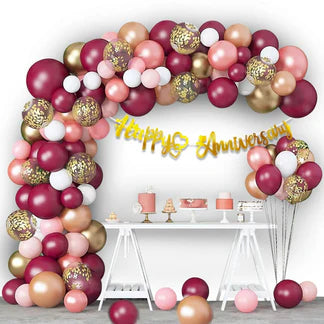 Happy Anniversary Balloons for Decoration - 63Pcs Happy Anniversary Decoration Items Kit