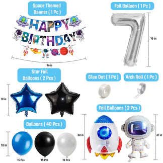 Space Themed Decoration Kit 7th Birthday Decoration Kit for Boys-48pcs