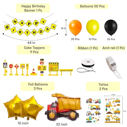 Construction Theme Birthday Decoration Kit for Boys