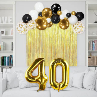 40th Birthday Decoration Kit – 27 Pcs (Foil & Latex)
