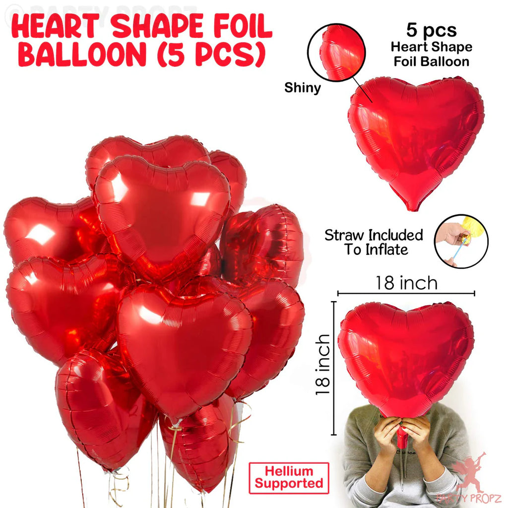 Valentines Day Decoration Items - Pack of 5 Valentines Balloons