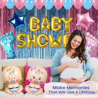 Baby Shower Decoration Combo Set – 50 Pcs (Foil & Cardstock)