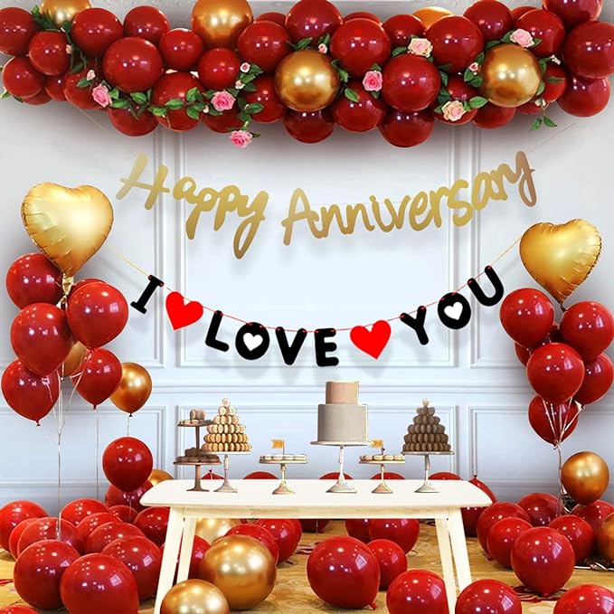 Happy Anniversary Decoration Items Kit - 45Pcs