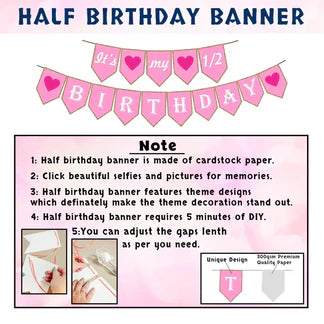 Baby girl’s 6-month milestone Celebration with this cute 13pcs half birthday décor set.
