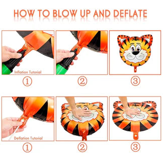 Jungle Theme 5th Birthday Decoration Kit for Boys – 57 Pcs Animal Balloons, LED Light, Balloon Arch, Net Curtains