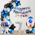 Space Themed Decoration Kit 7th Birthday Decoration Kit for Boys-48pcs