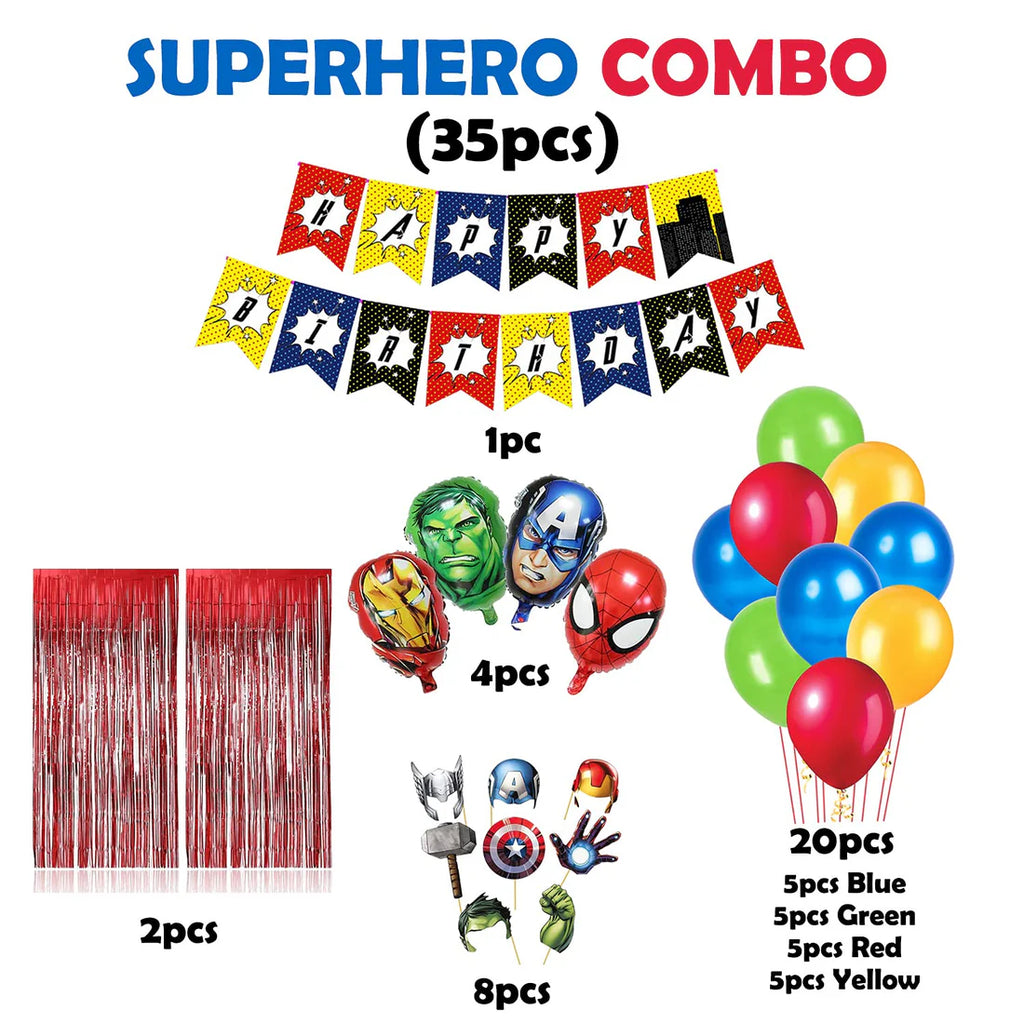 Superhero Birthday Decorations Kit - 35pcs