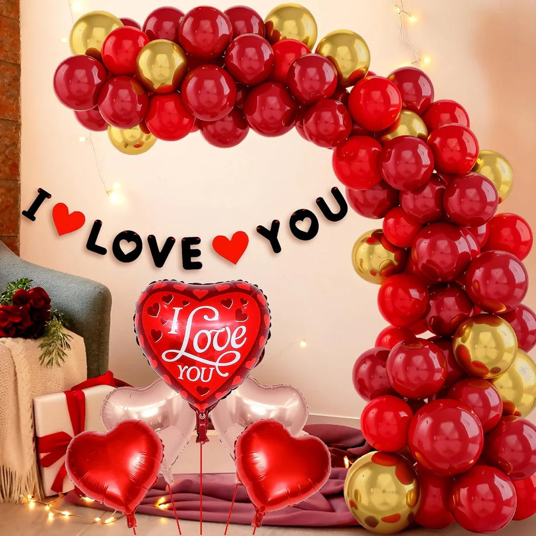 Red Heart Balloon Decoration Kit - 46 Pcs Valentine’s Day Balloons
