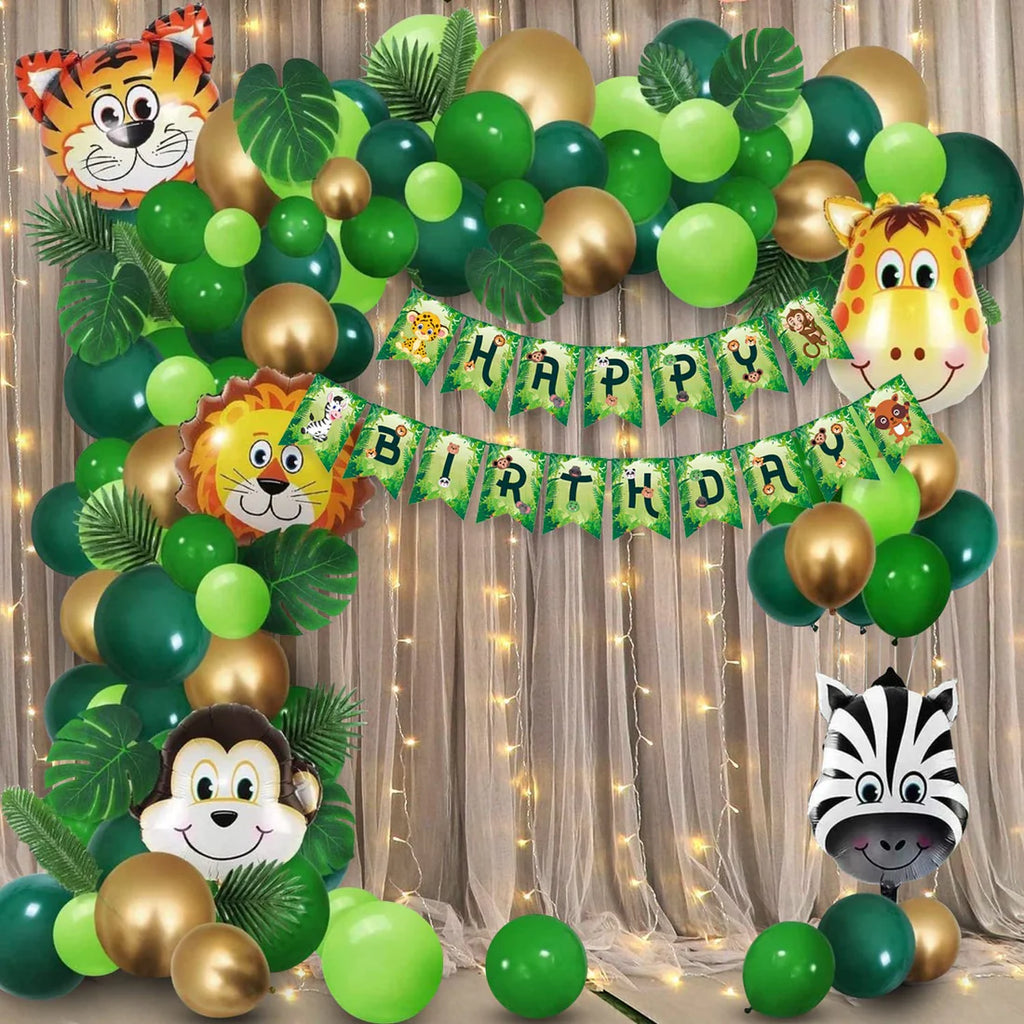 Jungle Theme Birthday Decoration Items - 56Pcs