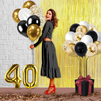 40th Birthday Decoration Kit – 27 Pcs (Foil & Latex)