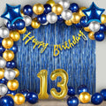 13th Birthday Decoration Kit for Boys & Girls - 42 Pcs, Blue Decoration Kit with Confetti Balloons