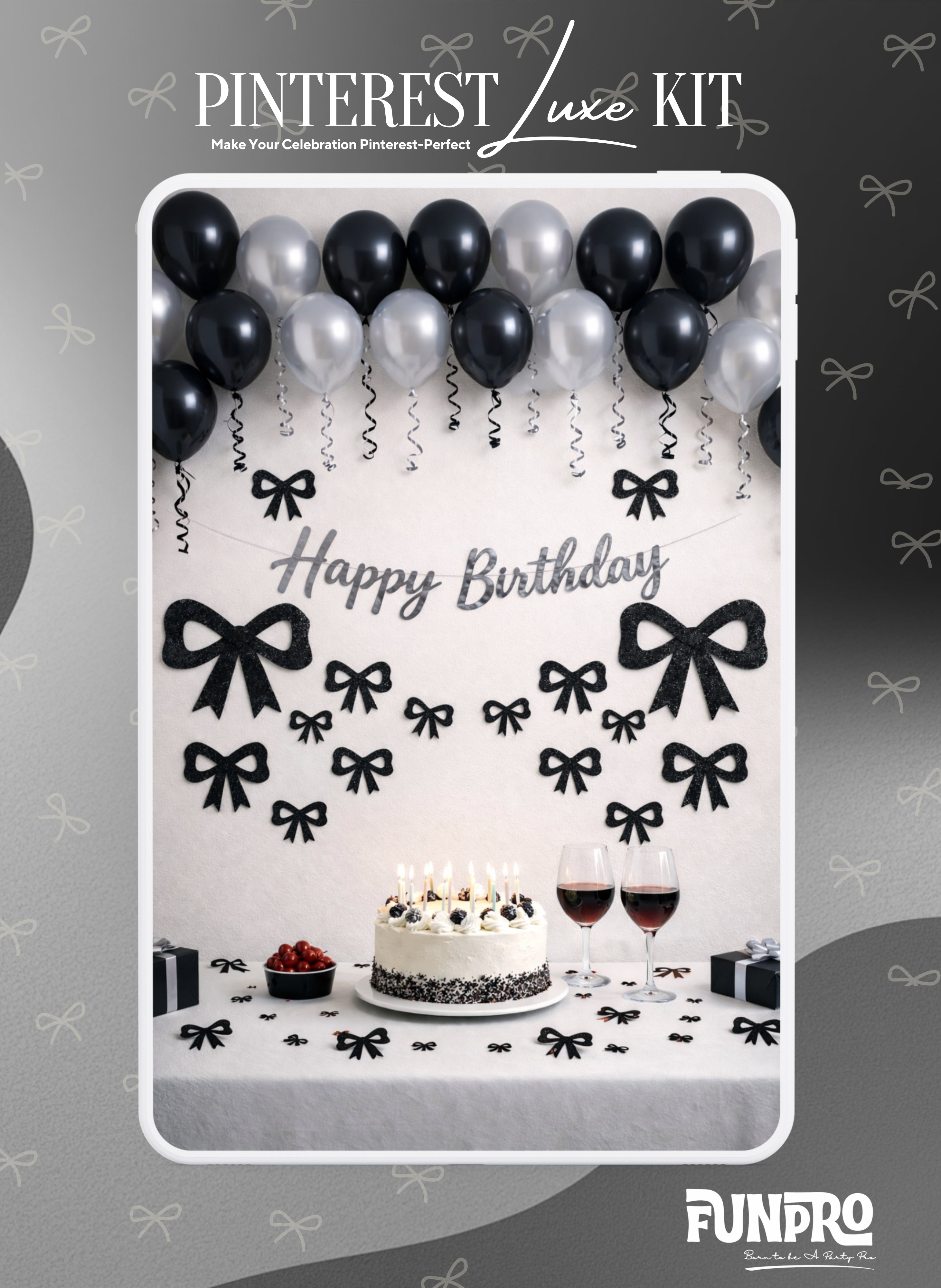Pinterest Black Luxe Birthday Decoration Kit (60 Pcs) 🎈✨