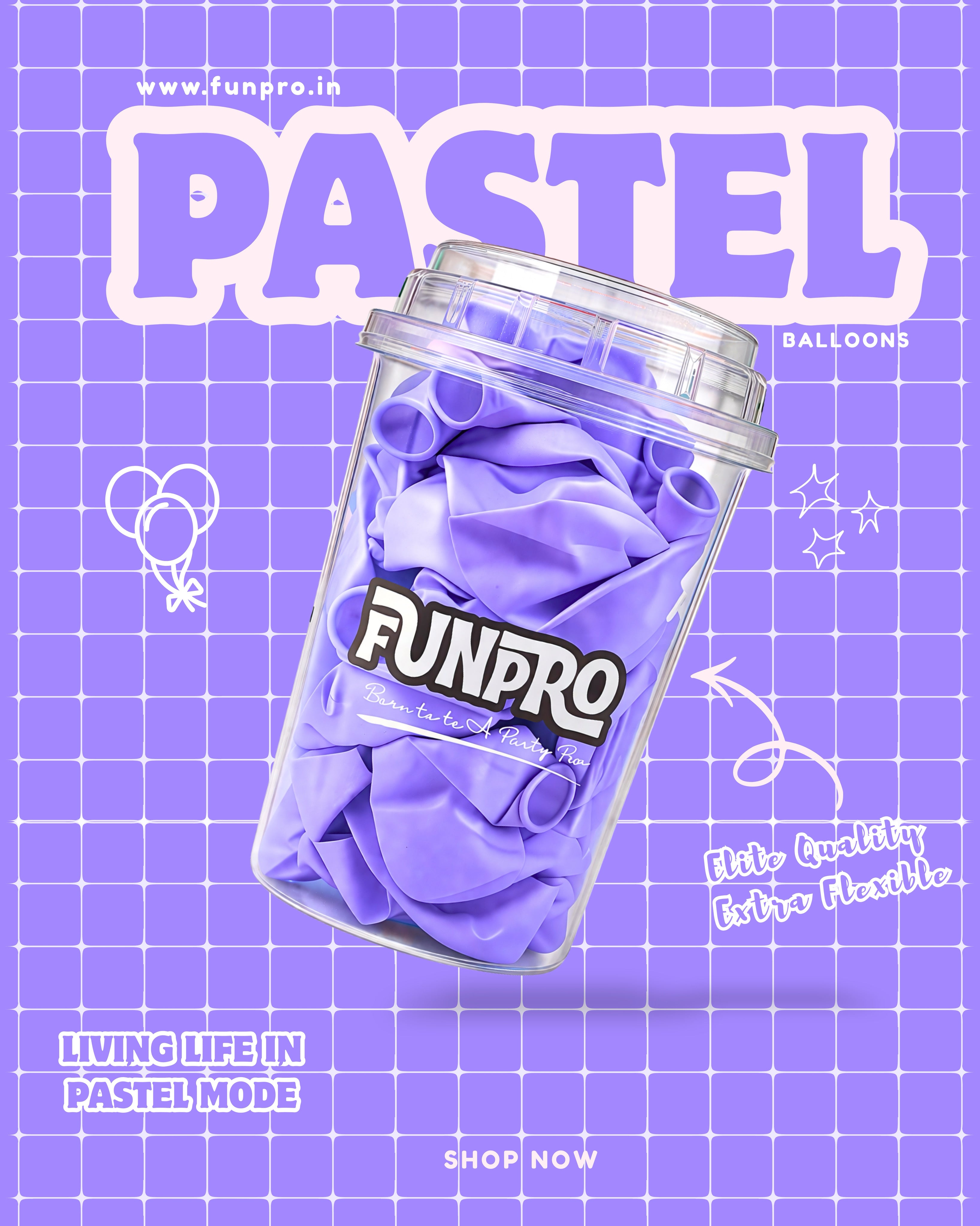 FUNPRO  Purple Pastel Balloons Jar (25 Pcs)