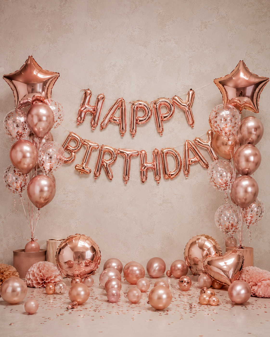 Rose Gold Birthday Decoration Kit – 42 Pcs