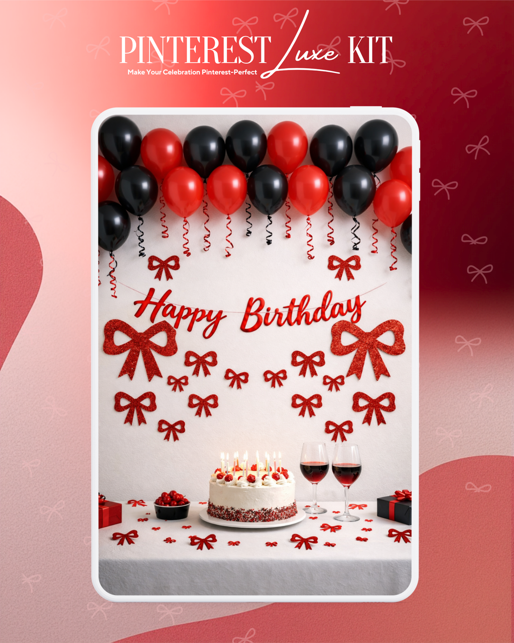 Pinterest Red Luxe Birthday Decoration Kit (60 Pcs) 🎈✨