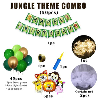 Jungle Theme Birthday Decoration Items - 56Pcs