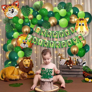 Jungle Theme Birthday Decoration Items - 56Pcs