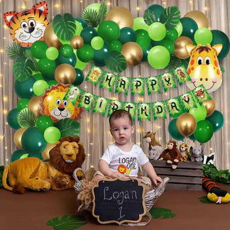 Jungle Theme Birthday Decoration Items - 56Pcs