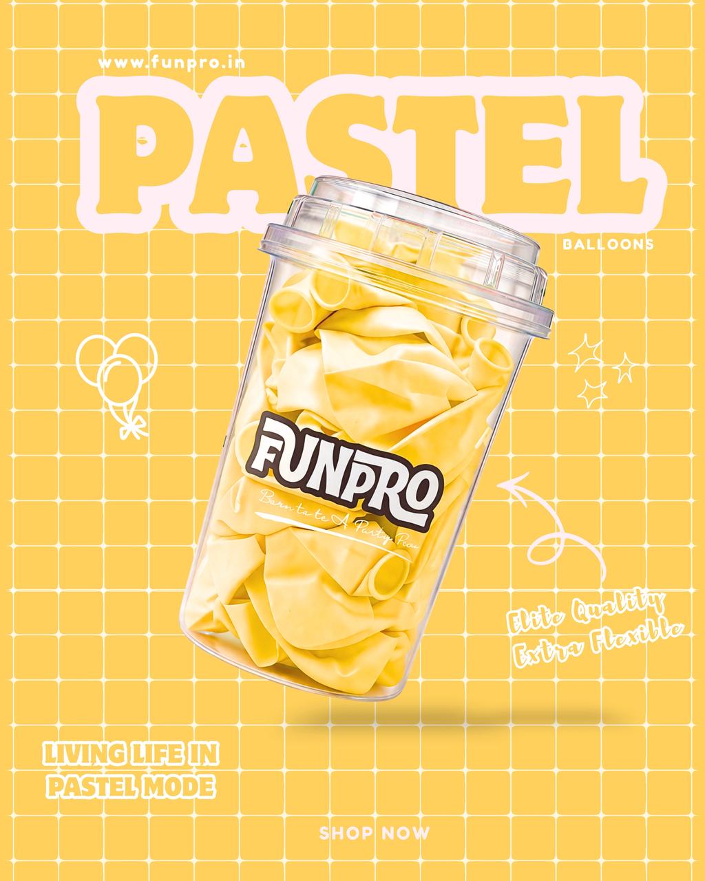 FUNPRO  Yellow Pastel Balloons Jar (25 Pcs)