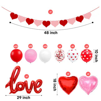 Happy Valentine's Day Combo - Pack of 81 Pcs Valentine's Day Decoration Kit